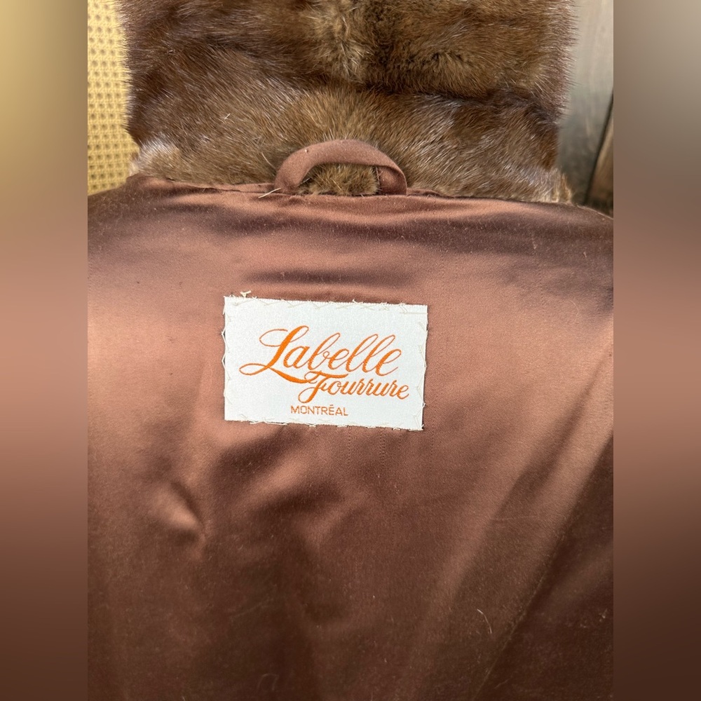 LABELLE FOURRURE FULL LENGTH BROWN RANCH MINK FUR COAT JACKET SIZE 2XL - Picture 11 of 11